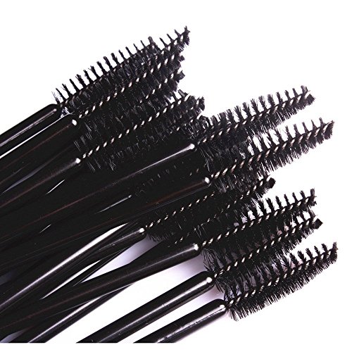 LIFECART 50pcs Disposable Eyelash Brushes Wands Mascara Applicator Makeup Brush Kits - Black