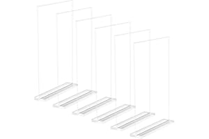 Comzantor 6 Pezzi Espositore Plexiglass A4, Porta Menu da Tavolo, Espositori da Tavolo, Cornice per Foto Trasparente, Supporto per Poster in Acrilico, T Forma Porta-avvisi, per Ristorante, Negozio