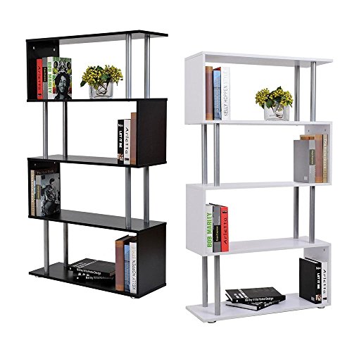 1 Unit ( Black or White ) Contemporary S Shaped Shelf Storage Unit Bookcase