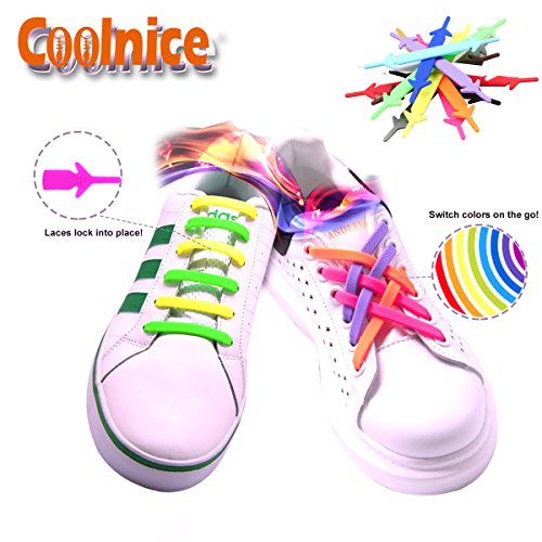 Book's Cover ofCoolnice Lacets Elastiques Imperméables pour Enfants et Adultes No Tie Lacets Etanche Silicone pour Chaussure Sport Loisir Shoes Sneaker Conseil Bottes et Souliers