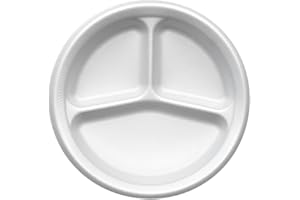 LIFE PLANET ® 200 Piatti piani monouso ⌀26 Cm a tre scomparti Biodegradabili e Compostabili, Piatti in Canna da Zucchero, Piatti usa e getta