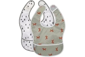 LÄSSIG Baby Lätzchen Set 2 Stk. mit Auffangschutz wasserabweisend Klettverschluss/Lightweight Bib
