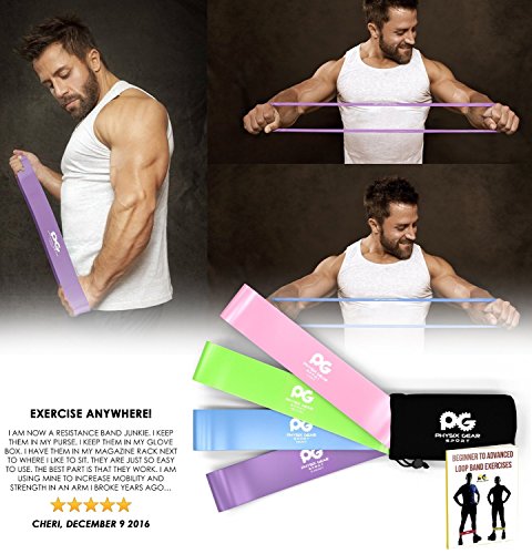 Widerstandsbänder, Set mit 4 Trainingsbändern für Workout und Physiotherapie, gratis EBOOK & Video – Pilates – Yoga – Reha, verbessern Beweglichkeit & Kraft, Ganzkörpertraining – Lebenslange Garantie - 9