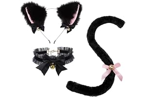 Hperu kattkostym, 3 st set spetsrosett svart barnstorlek för halloween