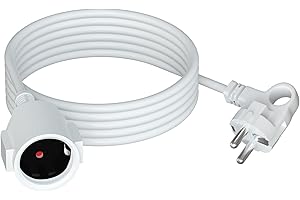 HITRENDS Cavo di prolunga con contatto di protezione esterno con spina di sicurezza 3 m AC Schuko in plastica per prese IP44, per casa, ufficio, esterno, 3 x 1,5 mm², 250 V/16 A, bianco