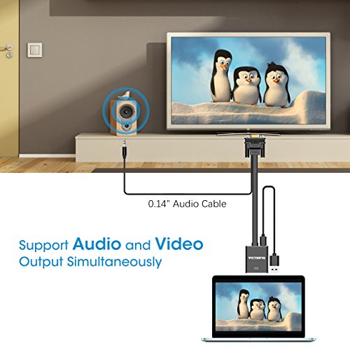 HDMI auf VGA, VicTsing HDMI Female zu VGA Male Flat Kabel Adapter with 3.5mm Audio Output and Micro USB Power Kabel 1080P HDTV unterstützt für HDMI Dongle, TV Stick, Google Chromecast, Intel Comput Stick - 3