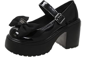 ULALAZA Mary Janes Chaussures à Plateforme pour Femme - Cheville - Escarpins Gothiques à Plateforme - Chaussures à Plateforme épaisse - Chaussures habillées en Cuir Verni