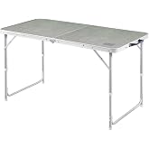 Haegs Portatif Kamp Masası, 3 Y&uuml;kseklik Ayarlı, Katlanır Piknik Masası, Kolay Taşınabilir Al&uuml;minyum Masa - 120x60 - Kumaş Des