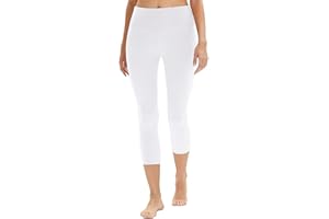 DDOBB High Waisted Capri Leggings for Women 3/4 Gym Leggings Opaque Cropped Trousers Tummy Control Pants for Workout Yoga