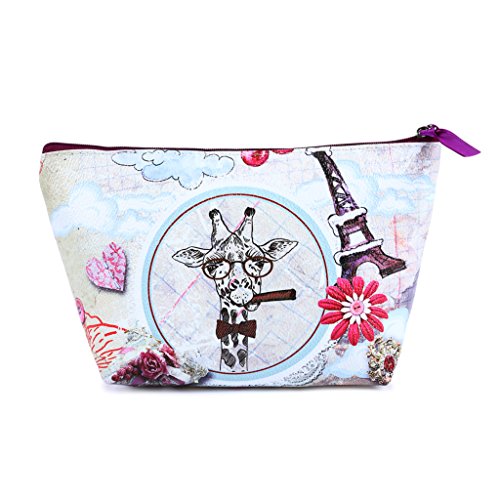 TaylorHe Make-up Bag Cosmetic Case Toiletry Bag Printed PVC zipped top Vintage Pink Patterns Cute giraffe