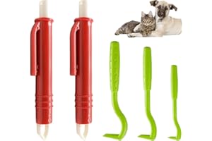 BAVALIN 5 Pezzi Strumento per Rimozione delle Zecche - 3 Pezzi di Ganci per Zecche e 2 Pezzi di Pinzette per Zecche, Dispositivo di Rimozione Indolore per Cani Gatti e Umani Animali (Rosso + Verde)
