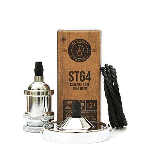Eddie and Sons DIY Chrome Vintage Pendant Kit with a Free ST64 Bulb