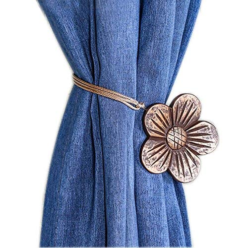 Yyc set di 2 fermatenda magnetico unico artigianale scolpito in resina fiore Dark Brown