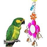 Spiegel-Spielzeug für Vögel - Papageien, Wellensittiche, Sittiche, Nymphensittiche, Graupapageien, Aras, Amazonas-Kakadus, Käfig-Glocken-Spielzeug