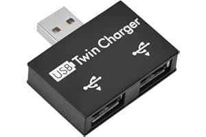 ASHATA Mini Hub USB2.0 wtyczka na 2 porty USB Twin ładowarka rozdzielacz adapter konwerter zestaw do telefonu komórkowego/laptopa (czarny)