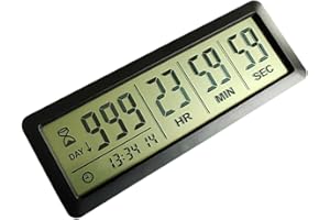 FCXJTU Digitaler Countdown-Tage-Timer – Schwarz verbesserte große 999 Tage Countdown-Uhr mit Halterung, Starke magnetische Rückseite für Ruhestand, Hochzeit, Urlaub, Geburtstag, Feiertage