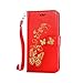Produktbild G3 Hülle, LG G3 Hülle, Anlike Schutzhülle für LG G3 (5,5 Zoll) Wallet Tasche [Butterfly geprägte Serie Bronzing] Handyhülle - Rot