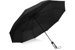 LOIINA Regenschirm Taschenschirm Windproof Sturmfest bis 150 km/h Winddichter Doppel Baldachin Auf-Zu-Automatik 10 Edelstahl-Rippen UV-Schutz Leicht Kompakt Stabil, M, Schwarz