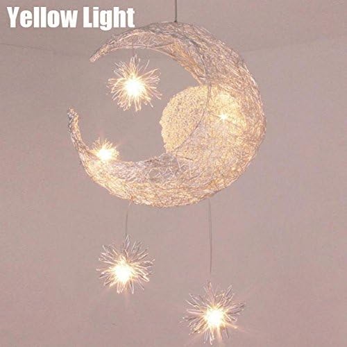 sevenuk 1PC Romantic Moon Star Pendant Light Led Decorative Lamp with light light for kids children bedroom living room 5 home decor Sliver pendant light halfmoon