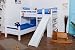 Produktbild Stockbett Buche Vollholz weiß mit Regal und Rutsche, inkl. Rollrost 90x200 cm