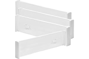 HGYZE Set di 4 divisori per cassetti, divisori regolabili per cassetti da 27,9-50,8 cm, divisori per cassetti alti 8,1 cm per riporre vestiti, divisori espandibili per cassetti in plastica per