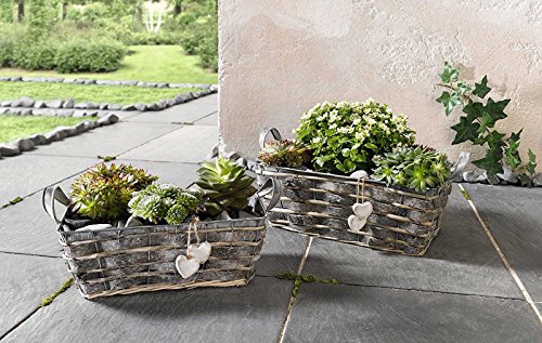 SIDCO ® 2er Zinkpflanzer Weißes Herz Pflanzkasten Pflanzentopf Blumenkasten Pflanztrog - 4