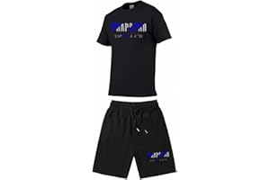 QYBFMSM Hombre Camiseta Trapstar Manga Corta Pantalónes Cortos Conjunto Chándal Hombre Verano con Impreso Logo Trapstar Chándal Cuello Redondo Chándal Hombre y Mujeres Set