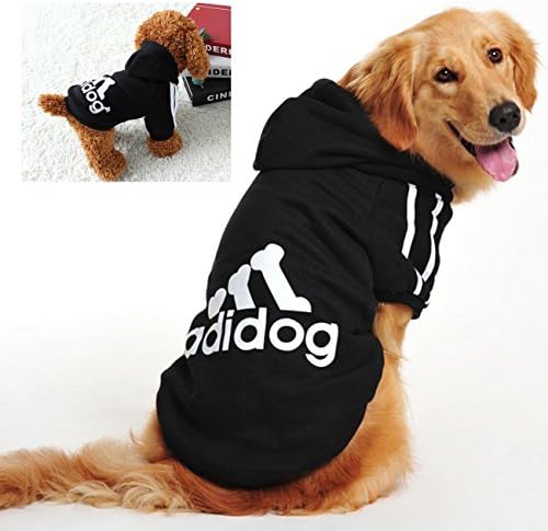 FourlegMate Super Soft Cotton Pet Hoodie with adidog Printing (Black) (9XL)