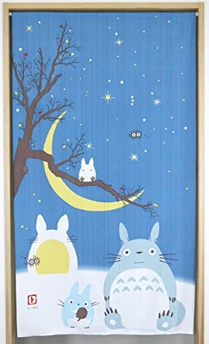 Narumikk Studio Ghibli Totoro noren (Japanese curtain) Winter, Winter sky and Moon from Japan 10320