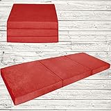 FORTISLINE Matelas d'appoint Pliant lit d'appoint lit d'invité futon Pouf 195x80x9 cm Couleur Rouge