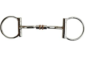 AK RIDING SPORTS LTD AK D-Ring, gebogenes Mundstück mit Gelenkschaft und doppeltem Cooper Roller AKRS-2623 (14,6 cm, Silber)