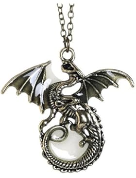 SiAura Material - 1 x Halskette Drache, im Dunkeln Leuchtend, Bronzefarben, Länge 62cm