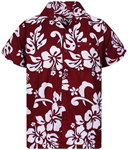 Funky Camisa Hawaiana, Hibiscus, rojo, XS