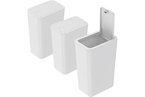 SIGHTDAY 3Pack Kitchen Bin,9L Bathroom Bin with lid,Push Button Plastic Bin for Toilet Bin,Kitchen Bins,Bedroom Bin,Office Bin,Living Room Bin,Bin with Lid Dog Proof Bin (White)