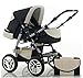 Brand New Combi Pram 2 in 1, Pram + Pushchair, Mattress, FREE ACCESSORIES in Colour Black-Pearl