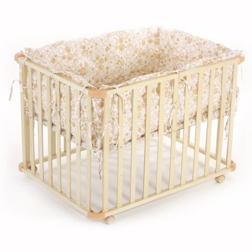 BABY VIVO WOODEN PLAYPEN SQUARE 100x75 CM WITH REMOVABLE WASHABLE INLAY CREAM