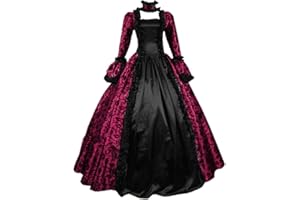 Generico Medievale Donna Vestito Carnevale Abito Steampunk Vestiti Carnevale Palazzo Vintage Cerimonia Vestito Carnevale Curvy Vestito Cosplay Costume Carnevale Partito Festa Vestito Medievale Donna