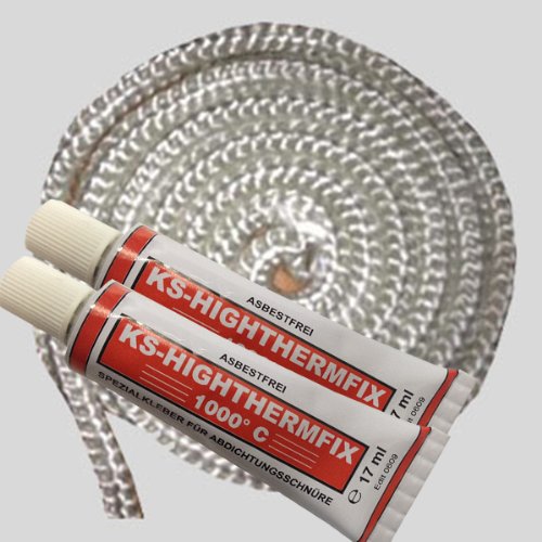 Dichtschnur Dichtkordel weiss für Kaminöfen 8mm 3,0 Meter + 2x Kleber weiss