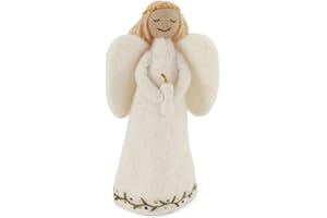 ‎GRY & SIF Gry & Sif Handgemacht & Fairtrade-Zertifiziert | Stilvolles dänisches Design X Nepali Kunsthandwerker | Engel mit Stickerei & Kerze – Baumspitze