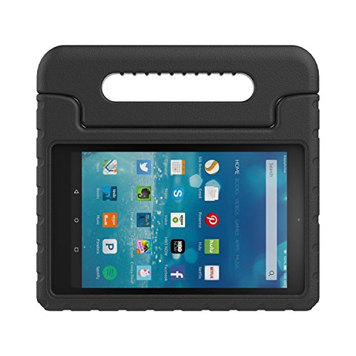 MoKo Fire HD 8 2015 Hülle – Superleicht EVA Stoßfest Kinderfreundlich Kinder Schutzhülle mit umwandelbarer Handgriff und Standfunktion für Amazon Fire HD 8 Zoll (5. Generation – 2015 Modell), Schwarz (Nicht für Fire HD 8 2016) - 2