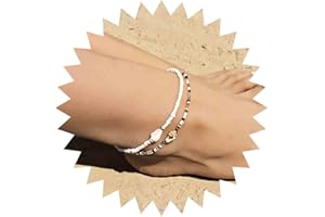 Inateannal Tobillera De Cuentas Boho Hecha A Mano Pulsera De Cuentas De Concha Tobillera Ajustable Cadenas De Tobillo 2pcs Joyería Del Pie Para Las Mujeres Y Las Niñas