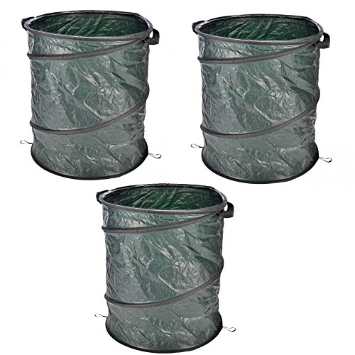 3 x Pop Up Gartensack Laubsack Rasensack Abfallsack 160L Gartenabfallsammler