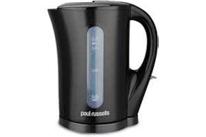 paul russells Electric Plastic Kettle, 2200W 1.7L, Hot water dispenser, Black Boil-Dry Protection, Auto Shut off Stirx Control