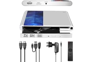 DEEPFOX HD DVD Player for TV HDMI with 1080p Upscaling, USB 3.0 & Type-C Input, Contain Remote Control for DVD Player, Support DVD Read & Write