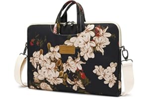 DACHEE Wodoodporna torba listonoszka na ramię,torba na laptopa 14″, 15″, 15,6″, wzór czarnej piwonii