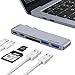 HUB USB C Thunderbolt 3 Mâle 40Gbs, 2 ports USB 3.0, 1 lecteur de Cartes SD & 1 pour Micro SD, 1 port USB-C 3.1 et 1 port Thunderbolt 3 Adaptateur USB type C pour MacBook Pro 13