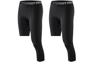 Hovershoes Pantalon de Compression pour Hommes Collants Couche de Base 1 ou 2Pcs 3/4 Une Jambe Leggings de Compression pour Basketball Entraînement