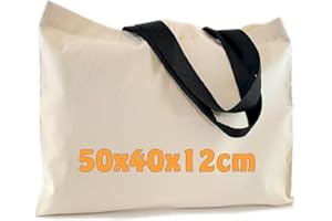Cottonbagjoe Grande borsa in cotone 50 x 40 x 12 cm – Ampia borsa per la spesa, i viaggi e la vita quotidiana – Robusta borsa in cotone – Certificato Öko-Tex 100