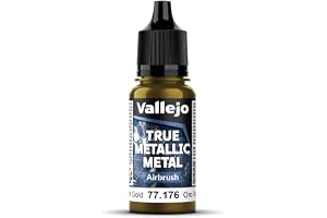 Vallejo äkta metallisk färg 176, grönt guld, airbrush-formulering, homogen finish, hög färgintensitet, ingen uttunning krävs, 18 ml