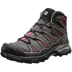 Salomon X Ultra Mid 2 GTX - Zapatillas de senderismo Hombre, Gris (Detroit / Autobahn / Hot Pink), 41 1/3 EU